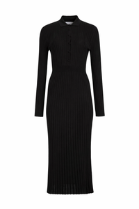 Ardor Knit Maxi Dress in Black Cashmere Silk
