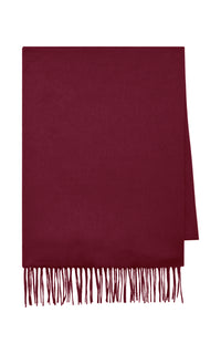 Blaine Fringe Scarf in Bordeaux Brushed Silk Cashmere