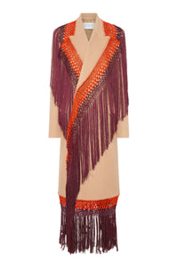 Mcaffrey Coat in Camel Double Face Recycled Cashmere with Macrame