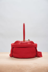 Crossover Knit Bag in Red Cashmere