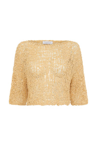 Chrysenta Knit Crop T-Shirt In Hay Silk Cashmere