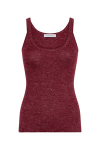 Cinxia Knit Tank Top in Bordeaux Cashmere Silk with Hemp