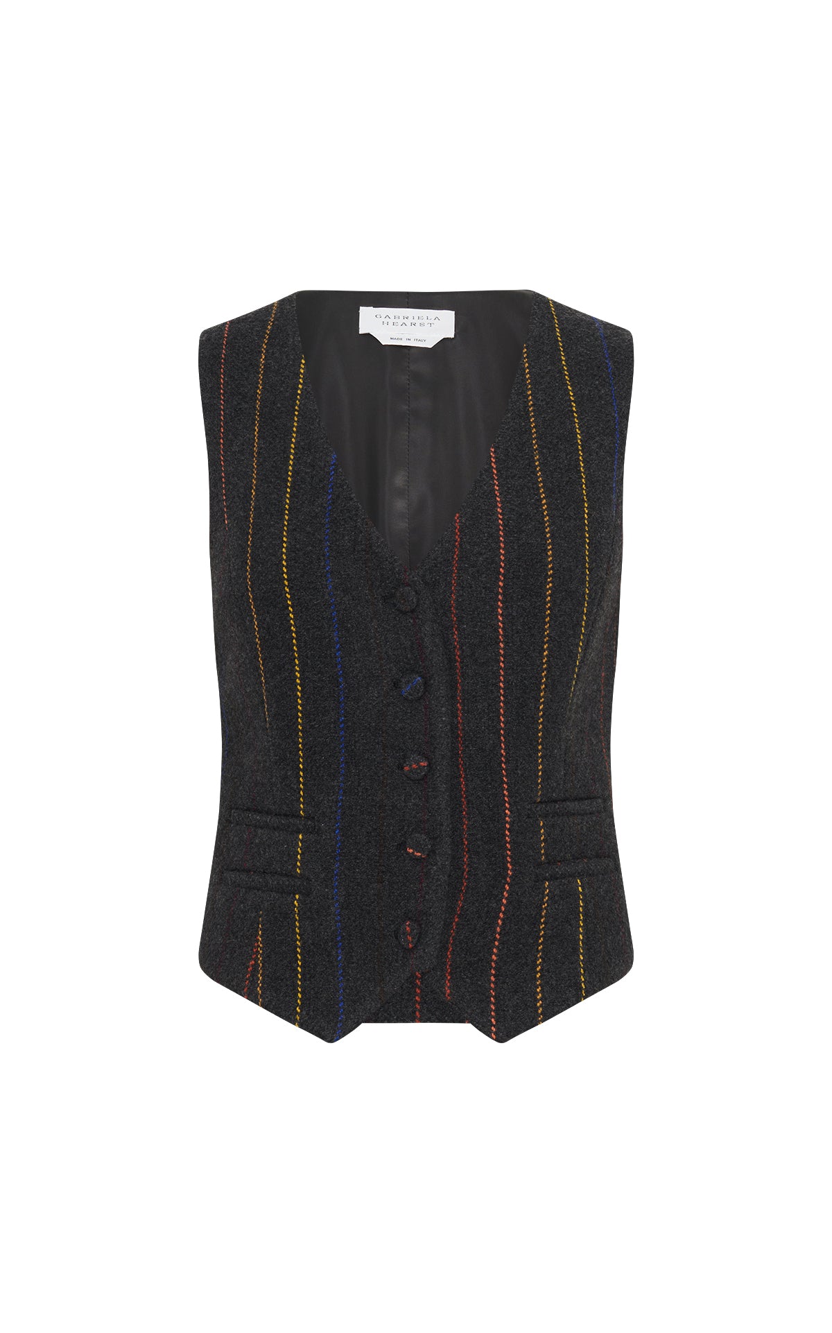 Coleridge Vest in Charcoal Multi Pinstripe Wool Cashmere