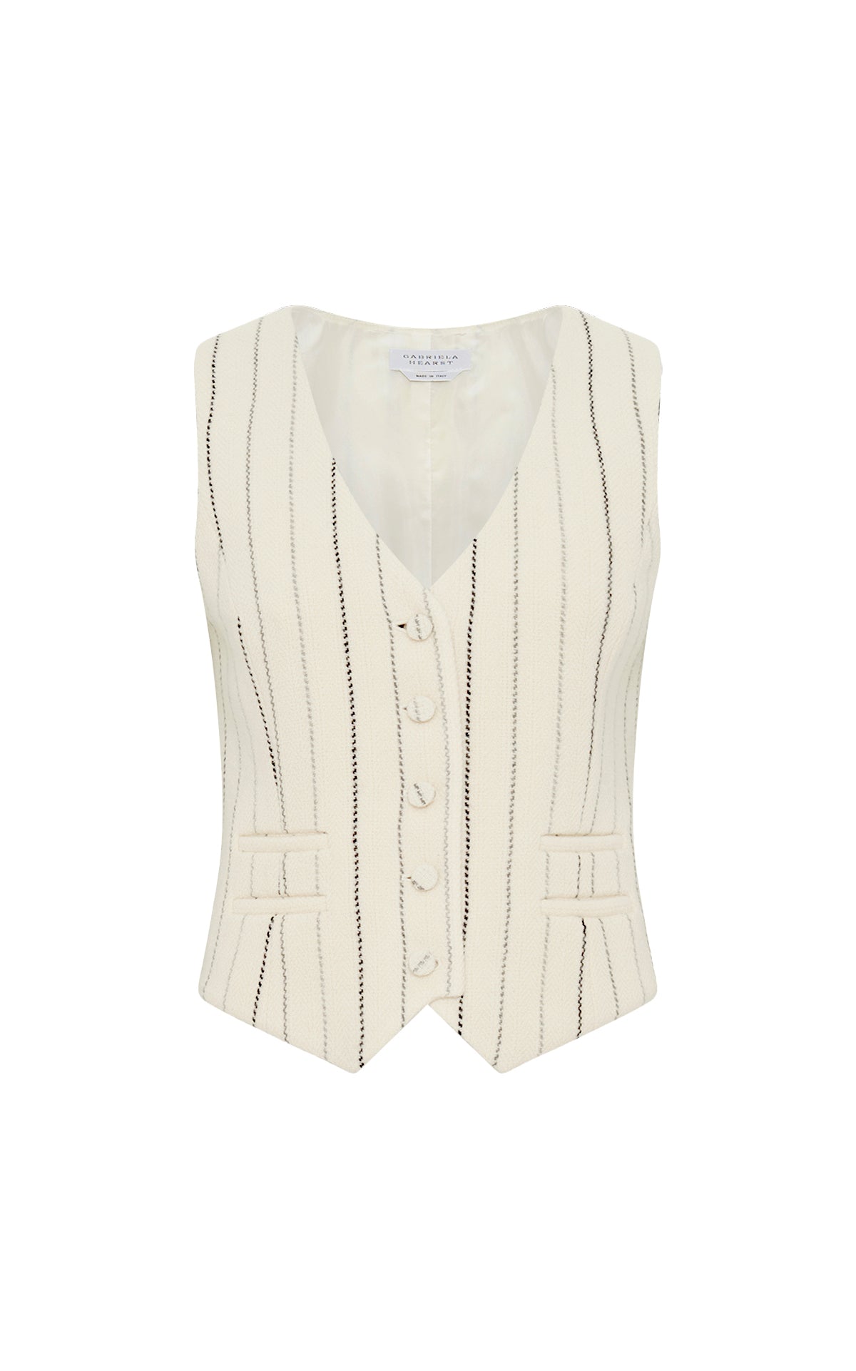 Coleridge Vest in Ivory Multi Pinstripe Wool Cashmere