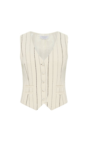 Coleridge Vest in Ivory Multi Pinstripe Wool Cashmere