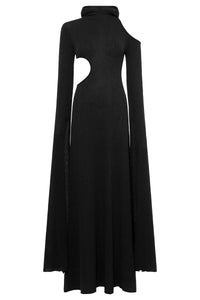 Daya Cutout Knit Maxi Dress in Black Mulberry Silk
