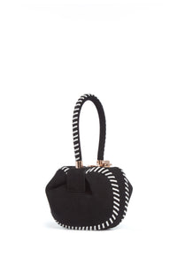 Whipstitch Demi Bag in Black Suede