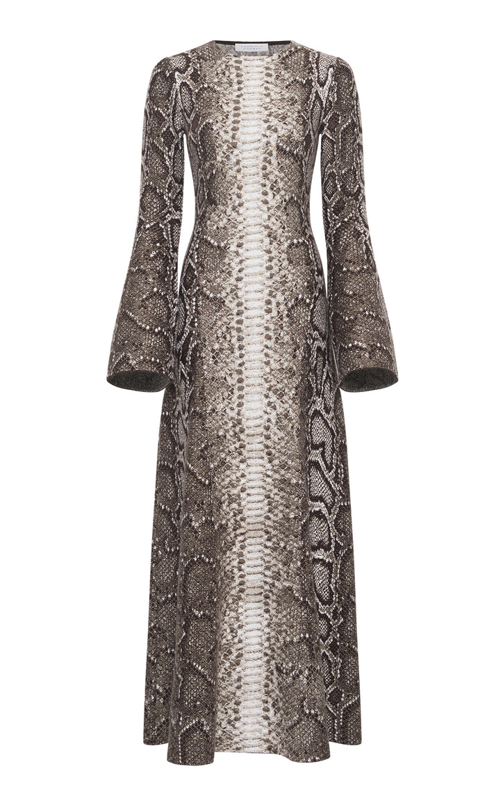 Aalia Knit Maxi Dress in Greyscale Cashmere Silk