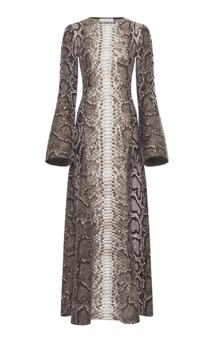 Aalia Knit Maxi Dress in Greyscale Cashmere Silk