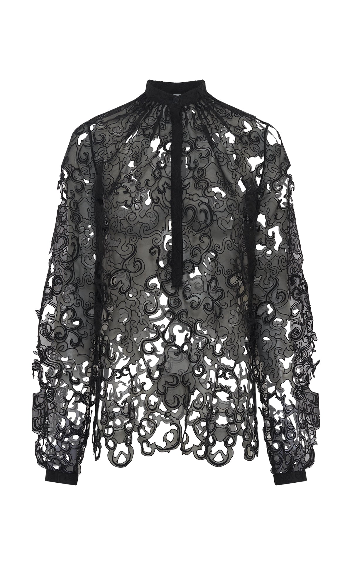Dietrich Blouse in Black Silk Organza Lace
