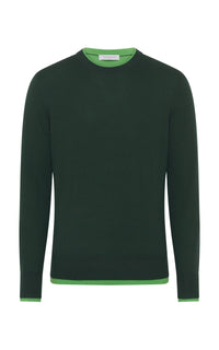 Wells Knit Sweater in English Green Cashmere Silk