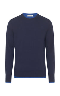 Wells Knit Sweater in Electric Navy Cashmere Silk