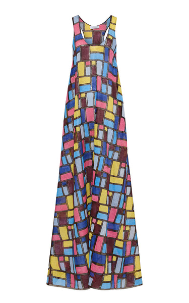 Niki Patchwork Embroidered Maxi Dress in Aurora Multi Linen  Gabriela  Hearst