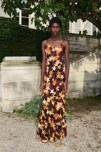 Yeshara Crochet Stars Maxi Slip Dress in Multi Cashmere