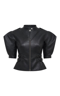 Eleos Moto Jacket in Black Leather