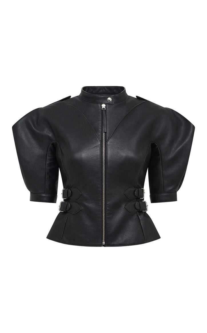 Eleos Moto Jacket in Black Leather