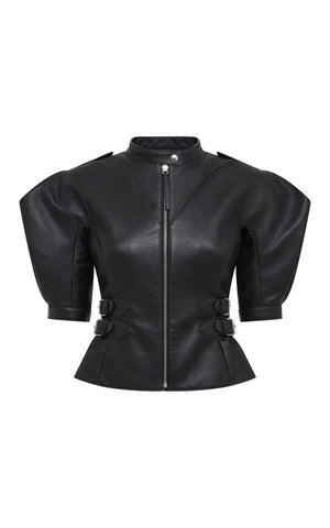 Eleos Moto Jacket in Black Leather