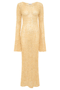 Elinea Knit Maxi Dress in Hay Silk Cashmere Linen