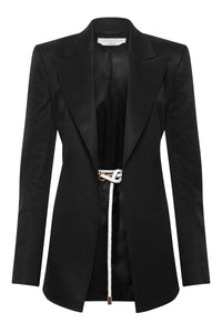 Epona Rope Blazer in Black Textured Linen Slub