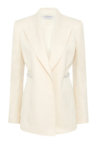 Epona Rope Blazer in Ivory Textured Linen Slub