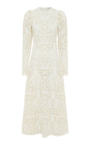 Eshal Knit Maxi Dress in Ivory Merino Wool