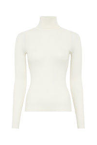 Peppe Knit Turtleneck in Ivory Cashmere Silk
