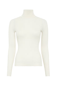 Peppe Knit Turtleneck Sweater in Ivory Cashmere