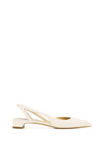 Delia Slingback Shoe in Ivory Nappa Leather