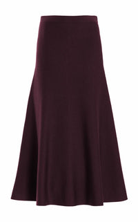 Freddie Knit Midi Skirt in Deep Bordeaux Merino Wool Cashmere