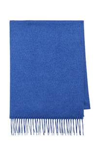 Blaine Fringe Scarf in Cobalt Brushed Silk Cashmere