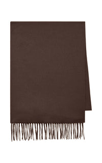 Blaine Fringe Scarf in Chocolate Brushed Silk Cashmere