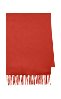 Blaine Fringe Scarf in Antelope Orange Brushed Silk Cashmere