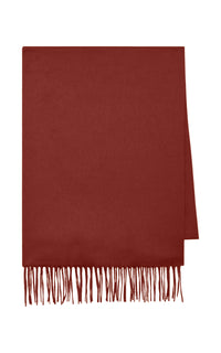 Blaine Fringe Scarf in Burnt Sienna Brushed Silk Cashmere
