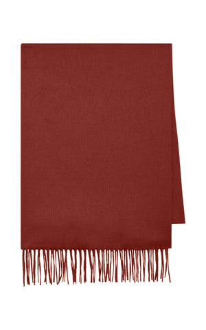 Blaine Fringe Scarf in Burnt Sienna Brushed Silk Cashmere