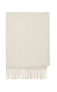 Blaine Fringe Scarf in Ivory Brushed Silk Cashmere