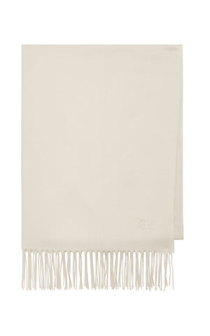 Blaine Fringe Scarf in Ivory Brushed Silk Cashmere