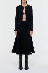 Patterson Midi Skirt in Black Virgin Wool Cashmere