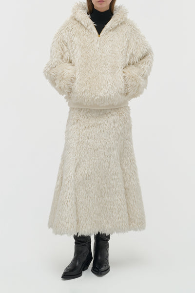 Women's Ivory Silk Fur Hoodie | Gabriela Hearst