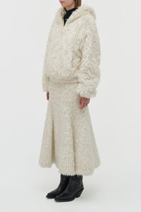 Orlando Hoodie in Ivory Silk Fur