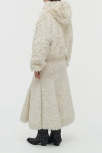 Patterson Midi Skirt in Ivory Silk Fur