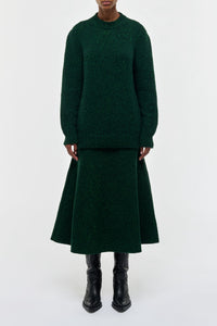 Eden Knit Skirt in English Green Speckled Cashmere