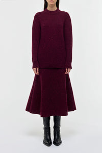 Eden Knit Skirt in Bordeaux Fuchsia Cashmere