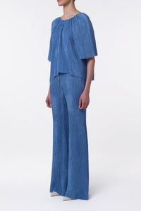 Nula Top in Sky Plisse Silk