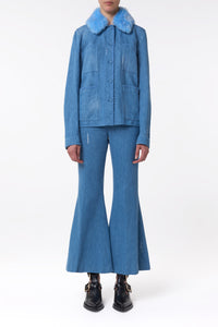 Fosse Chore Jacket in Light Blue Recycled Cotton Linen Denim