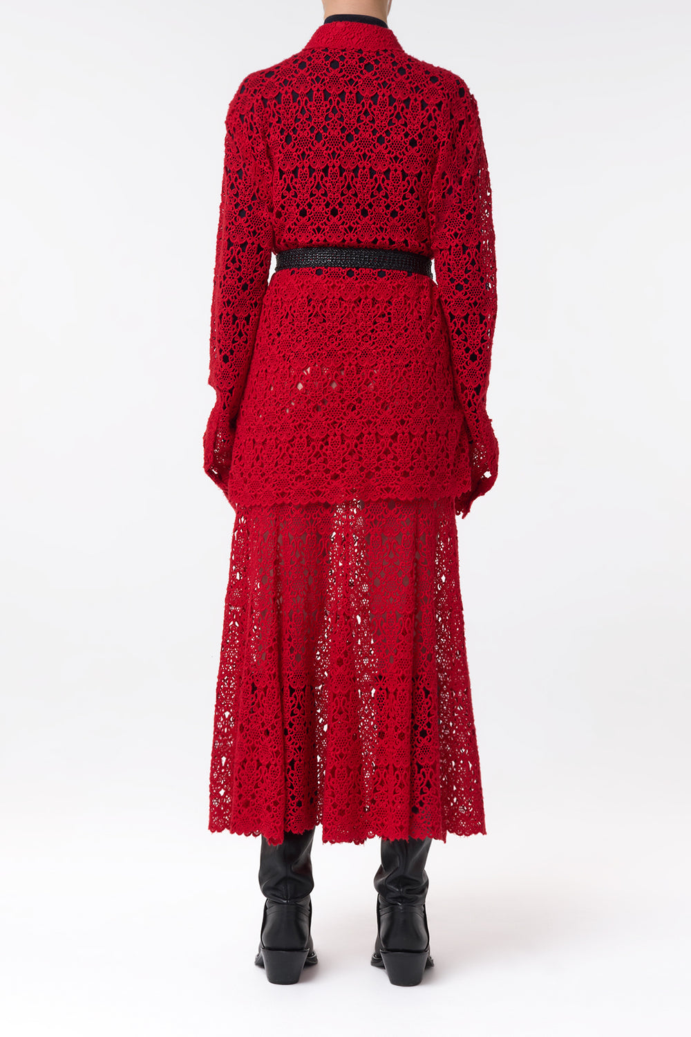 スカーレットレッドのカシミアレースのフローレンス マキシスカート
