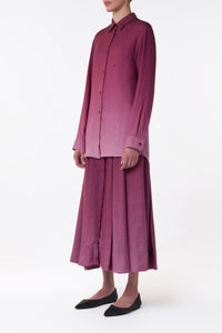 Reyes Shirt in Bordeaux Cashmere Silk Herringbone