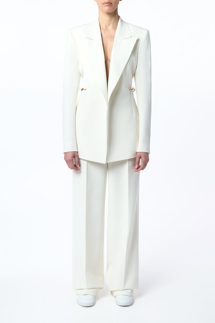 Epona Chain Blazer in Ivory Recycled Virgin Wool