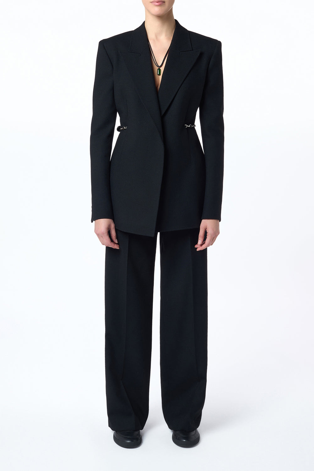 Epona Chain Blazer in Black Recycled Virgin Wool