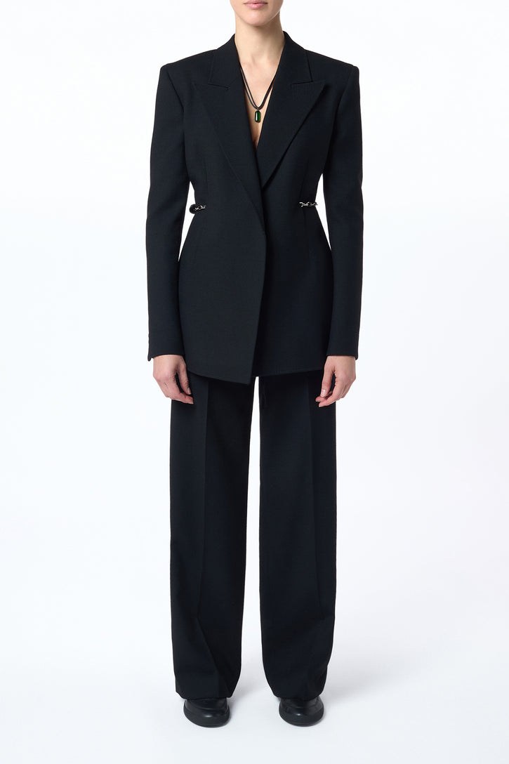 Epona Chain Blazer in Black Recycled Virgin Wool