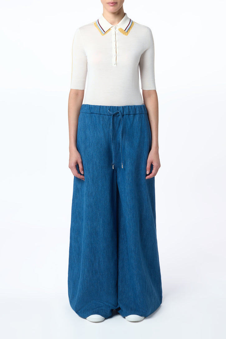 Wendelyn Knit Short Sleeve Polo In Ivory Multi Cashmere Silk